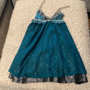 Teal Crochet Dress